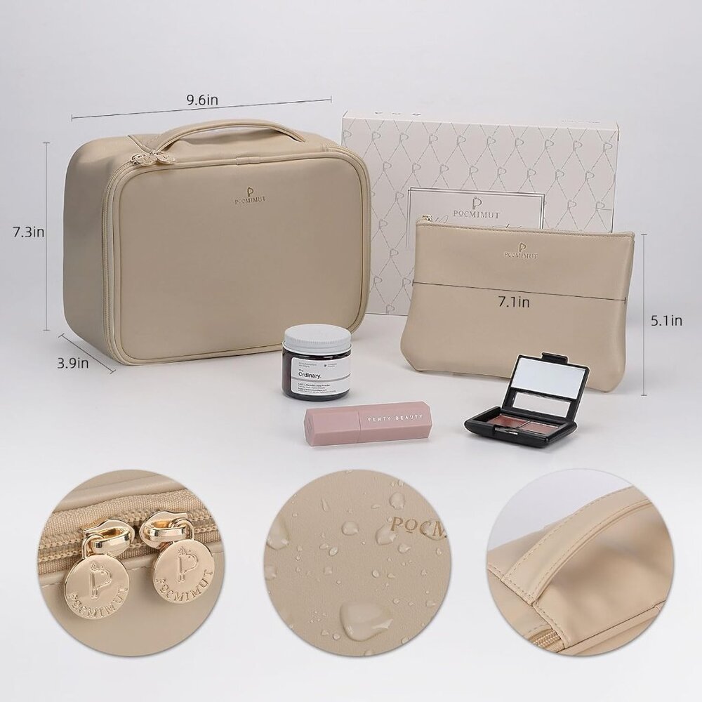 NWT-Travel Makeup Bag - PU Leather Make Up Bags - Picture 3 of 6